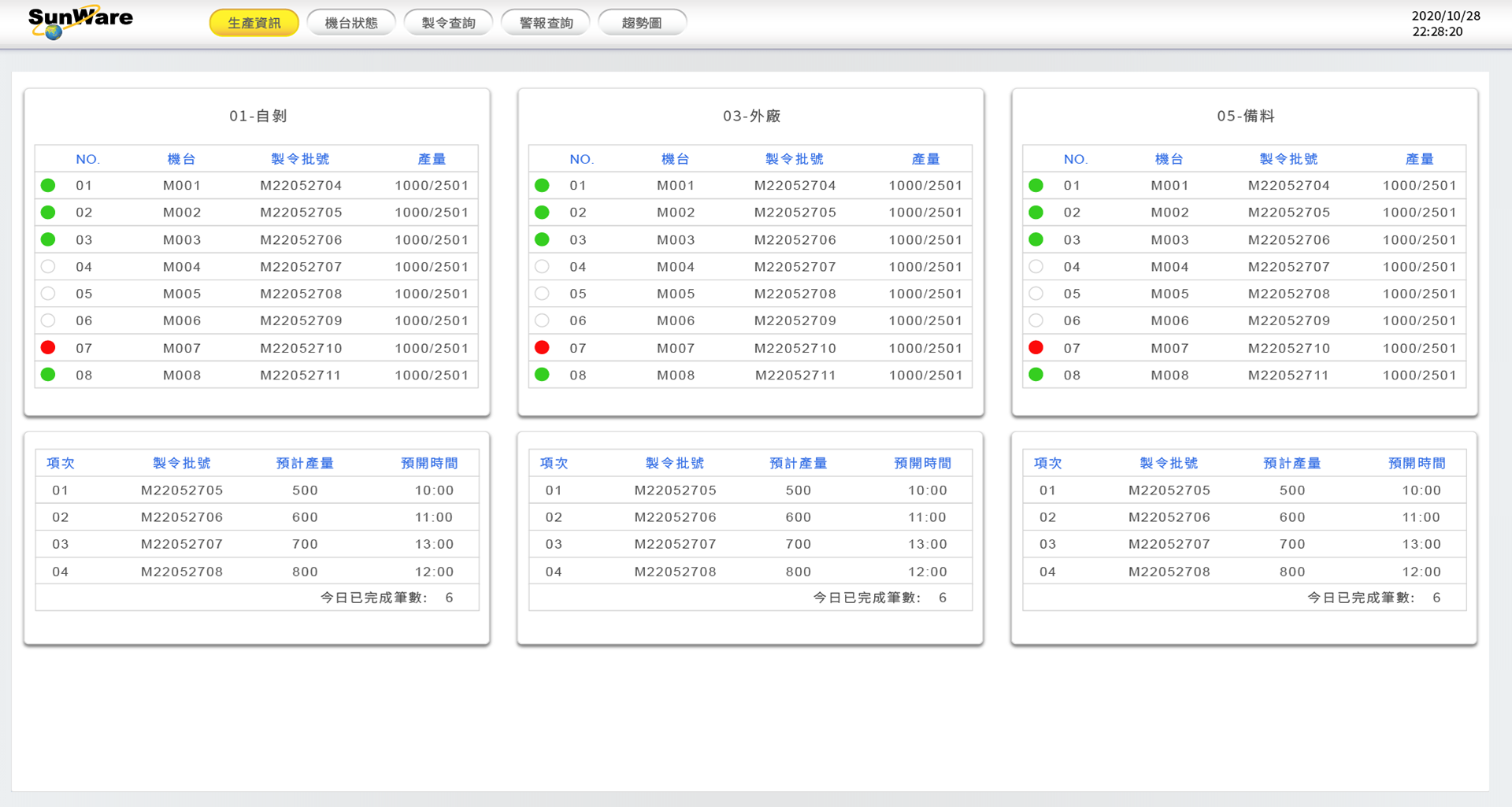 生管排程控管畫面